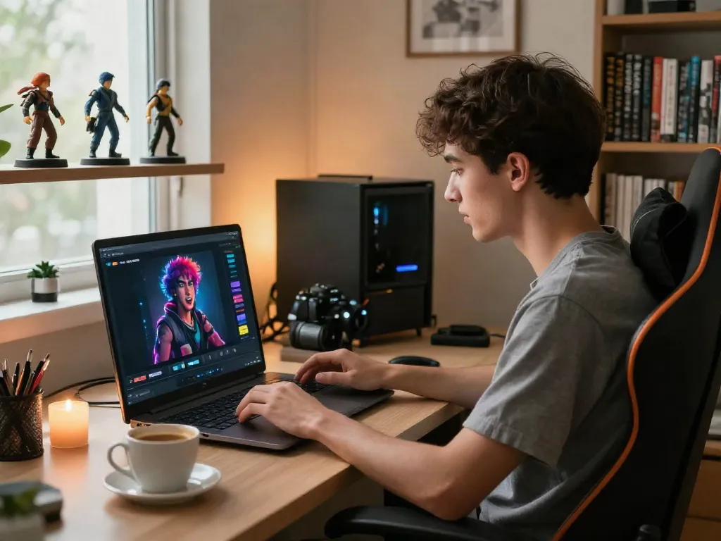 Immersive character ai nsfw chat experience with animated avatar in cozy home office